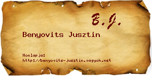 Benyovits Jusztin névjegykártya